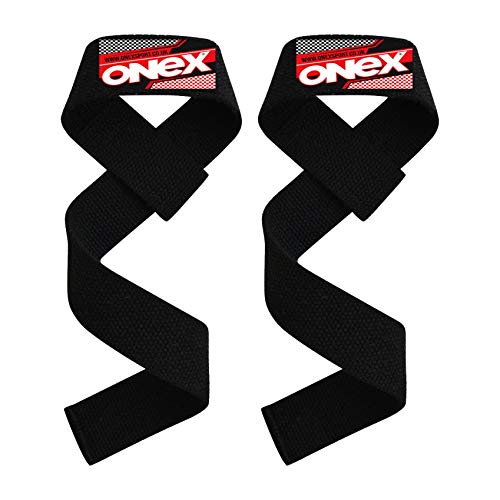 ONEX Cinghie Sollevamento Pesi Polsi Palestra Polsiere Crossfit Accessori Bilanciere per Palestra Lifting Straps Supporto Bodybuilding (Black)