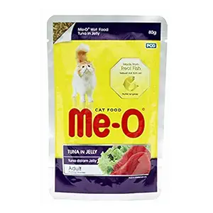 Me-O Tuna in Jelly Adult Wet Cat Food (for All Breed Adult Cats) -80gm (Pack of 12)