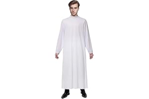 BPURB Priester Soutane Toga mit Tab Kragen für Herren Geistlicher Klerus Kanzel Gewand Pfarrer Prediger Kirche Robe
