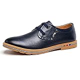 cuero LXLA- Zapatos Casuales De Cuero con Cordones para Hombres Zapatos Casuales De Hombre con Cordones para Hombres (Color : Azul, Tamaño : 9.5 US/8.5 UK)