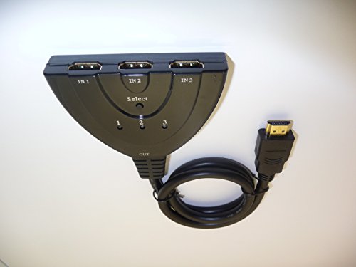 HDMI Inline – 3 Port Splitter. TV – Umschalter für bis zu 3 Geräte. 1080p HD. - 3