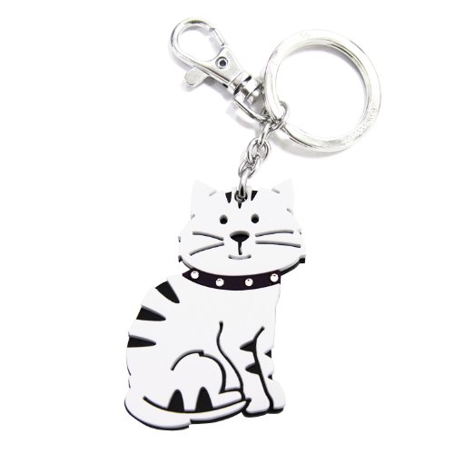 FouFou-Dog-Keychain-Tabby-Cat-White