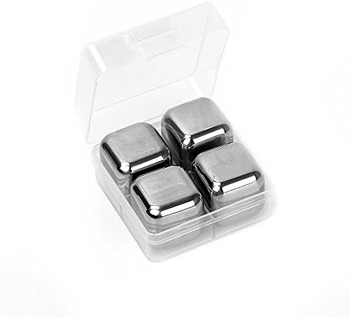 JoHome 4 PCS Stainless Steel Chilling Reusable Ice,Ice Stones,Ice Cubes for Whiskey Wine Drinks