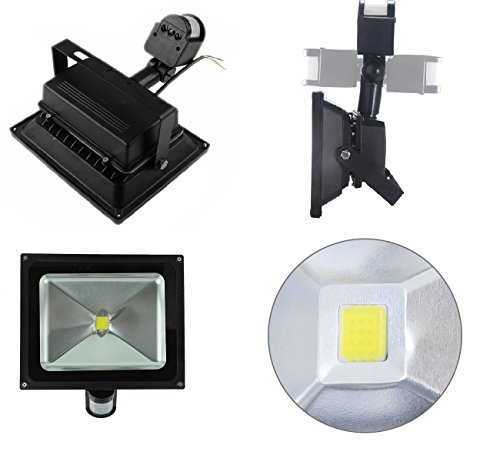 SAILUN 50W LED SMD Strahler Fluter Außen Flutlicht Strahler mit PIR Bewegungsmelder Fluter Wasserdicht IP65 Aluminiumkörper Schwarz Kaltweiß - 4