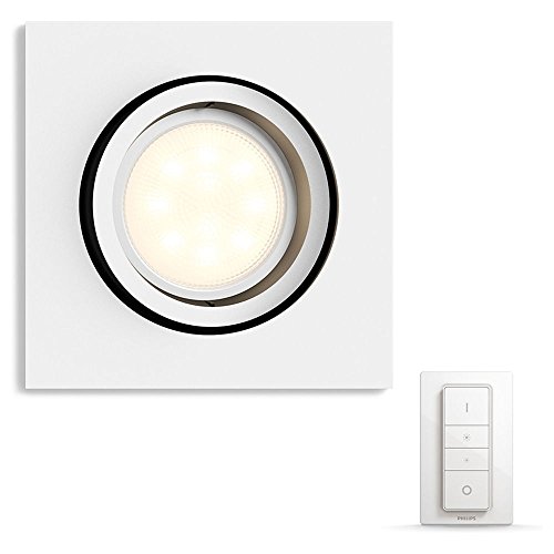 Preisvergleich Produktbild Philips Hue White Ambiance Milliskin - Einbaustrahler, weiss, quadratisch 1er Erweiterung mit Fernbedienung