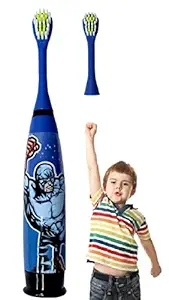 Prime Kids Electric Toothbrush with Soft Bristles Cartoon Design Powered Tooth Brushes for Children Boys and Girls Pack Of 1 (Random Color)