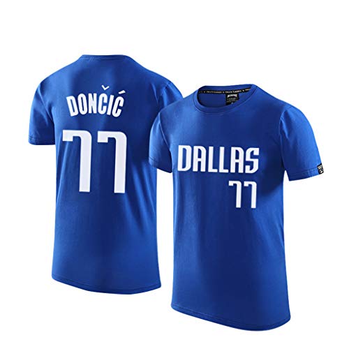 3.Dallas Mavericks Casual T shirt à manches courtes, Homme Jersey luka Doncic #77 T shirts, Lettres Imprimer Sports de basket Tee-shirt