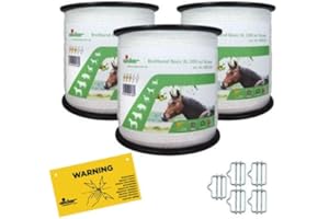 EIDER LANDGERÄTE GMBH Clôture Large bande 600 m Clôture bande 36 mm, Chevaux Ruban osier Clôture Clôture électrique – Wow dans le pack d'une fois moins cher