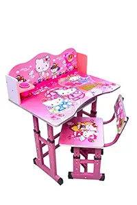 BRIJBAZAAR Cartoon Printed Wooden Finish Height Adjustable Study Table for Kids