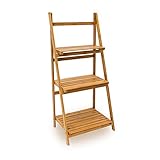 Relaxdays Leiterregal Bambus H x B x T: 100 x 45 x 33 cm Badregal mit 3 praktischen Ablageflächen auch als Standregal und Küchenregal zu verwenden zum Auf- und Zuklappen für Bad und Wohnraum, natur - 3