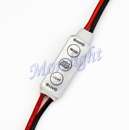 MORELIGHT 3X Mini Inline 3Key DC 12V 12A Adjustable Controllerfor Dimmer for 3528 5050 2pin Single Color led Reel Pack of 3