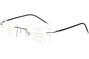 VEVESMUNDO Filtr niebieskiego światła, okulary progresywne, okulary do czytania, bez krawędzi, tytan, ultralekkie, multifocus, progresywne, anty niebieskie światło, pomoc w czytaniu, okulary dla