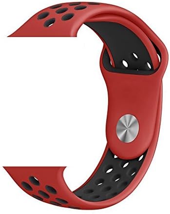 For Apple Watch Sport Band, Soft Silicone Quick Release Replacement Strap for Apple iWatch Series 1 Series 2 ZONEYILA (M/L 42mm, Red+Black)