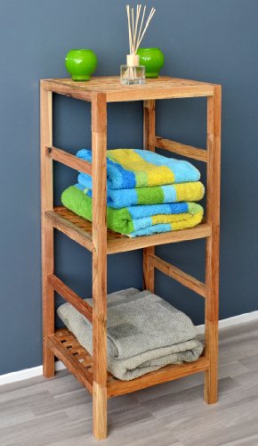 Regal Standregal Hochregal 85 cm aus Walnuss Massivholz für Bad, Wohnzimmer, Sauna, Flur, Diele, Küche, Büro und Kinderzimmer - 6