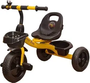 Lovely Baby | Tricycle for Kids with Front and Back Basket with Bell for Boys and Girls for Age 1 to 5 yrs (Yellow)