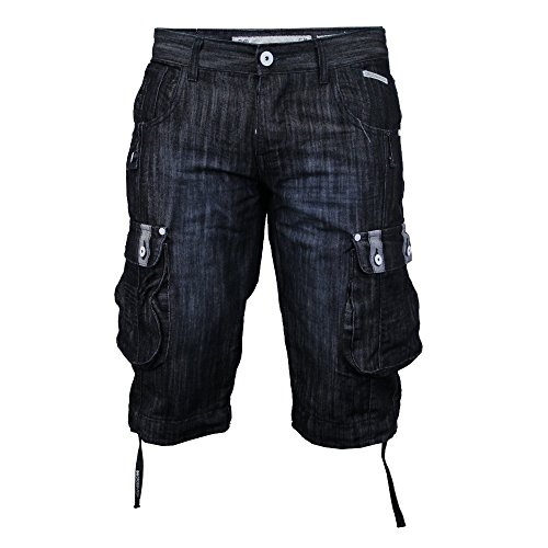 mens crosshatch denim cargo shorts
