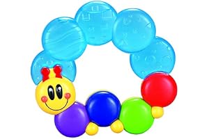 HOLA Baby Water Teether & Rattle, BPA-Free Water-Filled Cooling Teething Toy for Babies 6+ Months, Easy-Grip Caterpillar Design, Gum Soothing Relief, Unisex Infant Toy