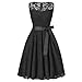 Produktbild Muamaly Spitze Kleid Damen Vintage Ärmellose Formale Damen Hochzeit Brautjungfer Spitze Langes Kleid Kurzarm Lose T-Shirtkleid Casual Tops(Schwarz M)