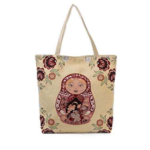 Preisvergleich Produktbild Felicove Damen Leinentasche, Bedruckte Canvas Tragetaschen Casual Strandtaschen Frauen Einkaufstasche Handtaschen