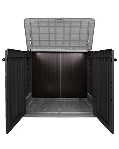 Keter Woodland 30 Mülltonnenbox anthrazit Gartenbox Midi Gerätebox abschließbar für 2 Mülltonnen - 2