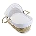 Clair de Lune Waffle Palm Wicker Moses Basket (White)