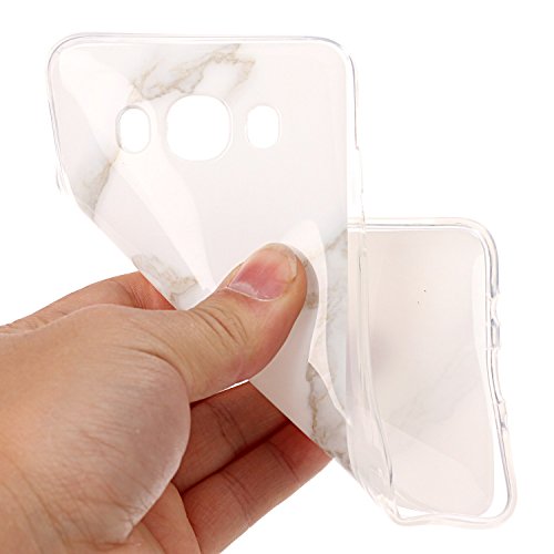 Cozy Hut Für Samsung Galaxy J7 2016 Handyhülle mit Marmor / Marble Design(weiß / grau) | Handytasche | | Schale | | Hülle | | Case | Handy-etui | TPU-Bumper | Soft Case | Schutzhülle Cover für den optimalen Schutz ihres Samsung Galaxy J7 2016(SM-J710) 5,5 Zoll – Jade weißer Marmor - 4