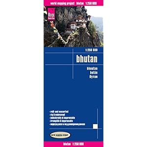 Bhután, mapa de carreteras impermeable. Escala 1:250.000. Reise Know-How.