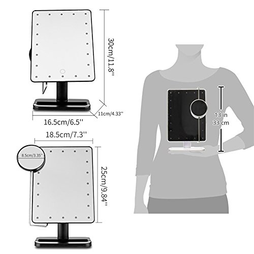 Cookey Beleuchtete Make up Spiegel Beleuchtete Eitelkeit Kosmetikspiegel mit Beweglichen 10x Vergrößerung 20 LED Ideal für Schlafzimmer Tischplatte Badezimmer Dressing Rasieren Reisen - 5