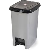 Porsima 0122 Pedallı Metalize Banyo Mutfak &Ccedil;&ouml;p Kovası Siyah Kapaklı Slim Pedallı &Ccedil;&ouml;p Kovası 40 Litre