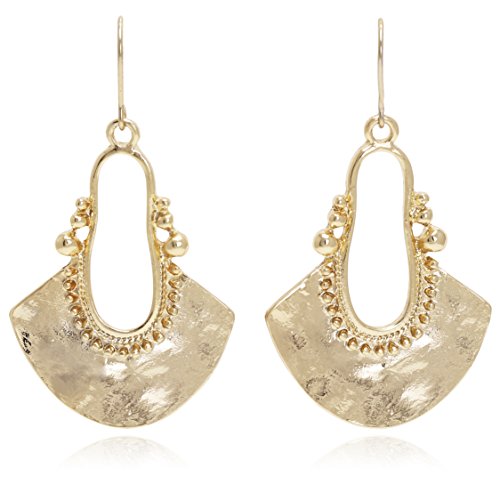 BONALUNAWomen's Boho Chic Hammered Drop Earrings