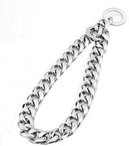 12mm 316L Stainless Steel Curb Link Pitbull Dog Choke Chain Collar Pet Necklace Leash Silver Tone 12"-34" Best for Pit Bull, Mastiff, Bulldog, &amp; Big Breeds (18inch Chain(Suggest Dog Neck 14inch))