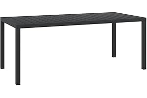 vidaXL Table de Jardin Table de Patio Table de Terrasse Table de Salle à Manger Arrière-Cour Extérieur Noir 185x90x74 cm Aluminium et WPC