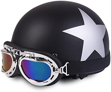 FuriAuto Helmet with Goggles for Motorcycle Biker Cruiser Scooter Touring Helmet