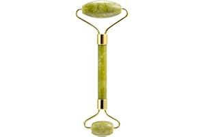 MUJGAN Jade Roller for Face - Quartz Face Roller Skin Care - Stone Facial Roller, Face Massager for Women, Relieve Stress, Remove Wrinkles Eye Puffiness (Green)