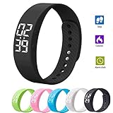 elecfan T5S Smart Armbanduhr mit Vibrations Echtzeit Zeige Wasserdichte Smart Armband LED Bildschirm Sport Fitness Tracker Monitor Kalorien Schlaf Überwachung Smart Watch Schrittzähler - Schwarz