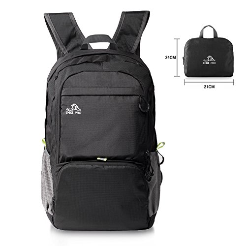 Cobiz ?Vuelta al Colegio? 30L Ultra Ligera Mochila Plegable de Senderismo Excursión Deportes al Aire Libre/Bolsa de Viaje, Nylon Impermeable - Negro