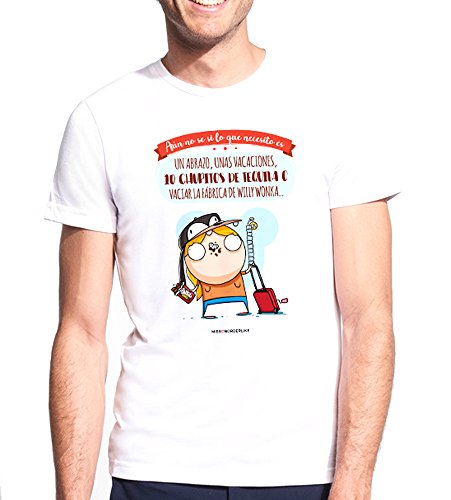 Missborderlike - Camiseta Hombre - Aún no sé si lo que necesito es un abrazo, unas vacaciones, 10 chupitos de tequila o vaciar la fábrica , Talla M
