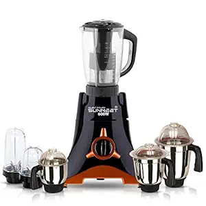 SilentPowerSunmeet Black Color 600Watts Mixer Juicer Grinder with 6 Jar (2 Bullet Jar, 1 Juicer Jar with filter , 1 Large Jar, 1 Medium Jar and 1 Chutney Jar) MAN20-SPS-643 Make In India ( ISI Certified )