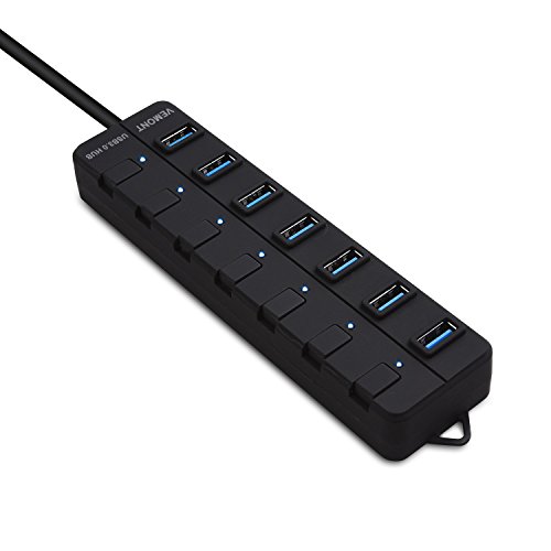 Vemont Super Speed 7-Port USB 3.0 Hub gute Qualität mit einzelnen Power Schalter und LED für Apple MacBook/ MacBook Air/ MacBook Pro/ Mac Mini/ iMac/ MacPro/ Windows Laptops und Ultrabooks
