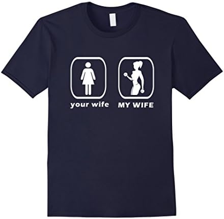 Mens Your Wife VS My Fit Wife Funny Fitness Wife T-Shirt Male Large Navy
