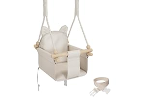 MAMOI® Wooden baby swing seat for toddlers, Indoor toddler swings chair from birth, Kids baby bouncer for garden, Child rocker swing set from 8 months