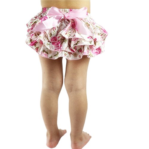 EQLEF® Cute Baby Girls Ruffle Panties Briefs Bloomers Pink Floral Pants (Pink)