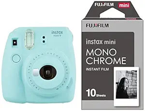 Fujifilm Instax Mini 9 Instant Camera (Ice Blue) & Fujifilm Instax Mini Instant Monochrome Film