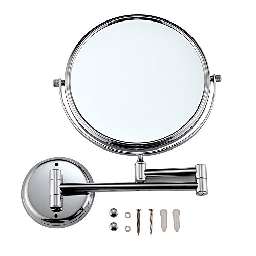GuRun 1 /5-Fach Vergroesserung Doppelseitiger Wand Kosmetikspiegel,durchmesser rund 20cm, verchromt, M1306(20cm,5x) - 2