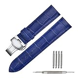 Uhrenarmband Leder 18mm 19mm 20mm 21mm 22mm Armbänder Schwarz Blau Krokodilmuster Weiche Ersatzband Klassische Silber Schnalle Für Männer Frauen