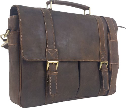 UNICORN Echt Leder 16.4" laptop Tasche Messenger Aktentasche Braun bag #2J