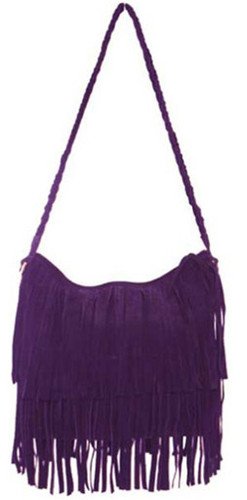 THG borla de la franja p²rpura bolso Messenger mujeres con estilo de la muchacha del bolso de los bolsos de hombro