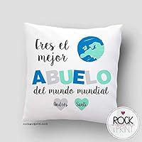 Cojín Abuelo personalizado 40x40 cm. Incluye relleno. Elige el color diseño. Día del Padre, regalo cumpleaños, aniversario. Almohadones originales. Navidad, Reyes Magos. Idea regalo hombre
