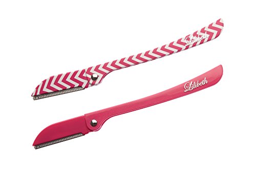 Brow Shaper Hair Removal Dermaplaning Tool Set of 2 Pink Chevron Print Colletion Pain Free, Safe and Portable. Great for Eyebrows, Peach Fuzz and all Types of Facial Hair