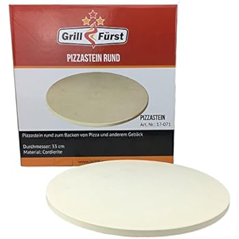 Grillfürst Pizzastein / Brotbackstein 33 cm aus naturbelassenem Cordierit - Ideal für Backofen ...